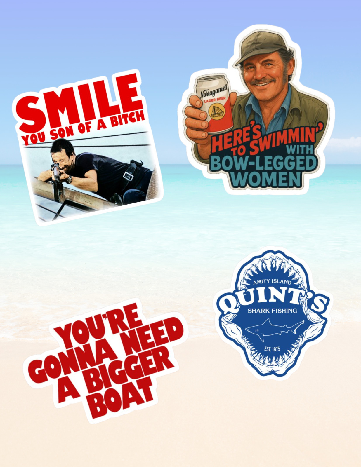 Jaws Horror Movie 4 Pc Sticker Pack