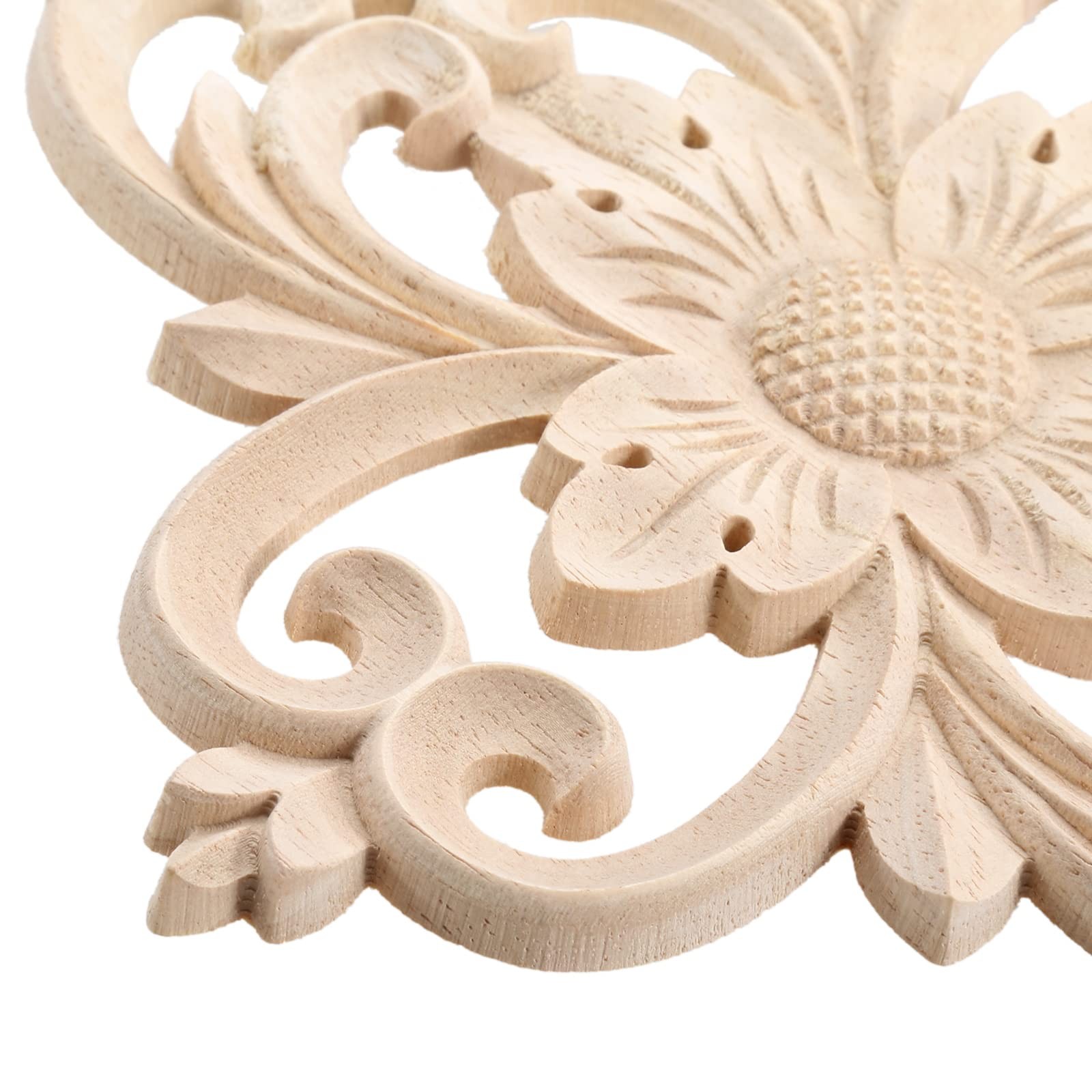 Rhomb Wood Carved Appliques Furniture Onlays, Unpainted Wooden Rosette Decals…