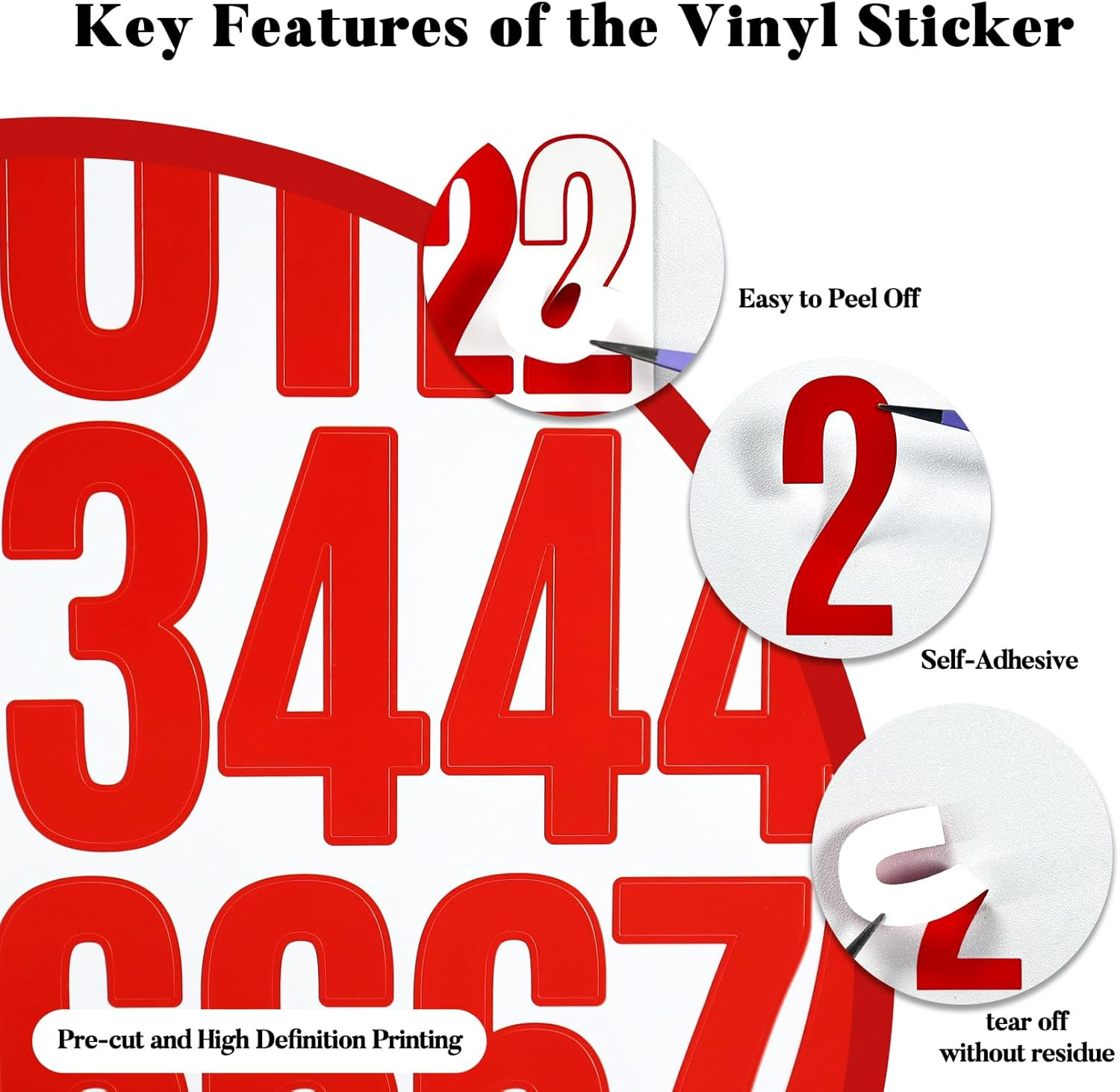 300 Number Stickers, 10 Sheets 2 Inches Self-Adhesive Vinyl 0-9 Decals for Scrap