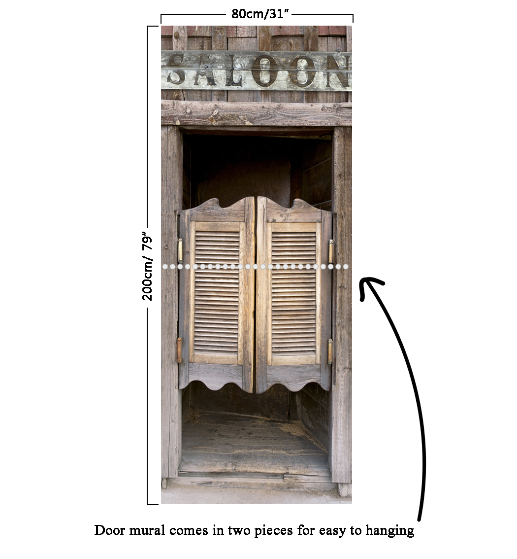 Door Mural Old Western Saloon Doors – Self Adhesive Fabric Wall Sticker