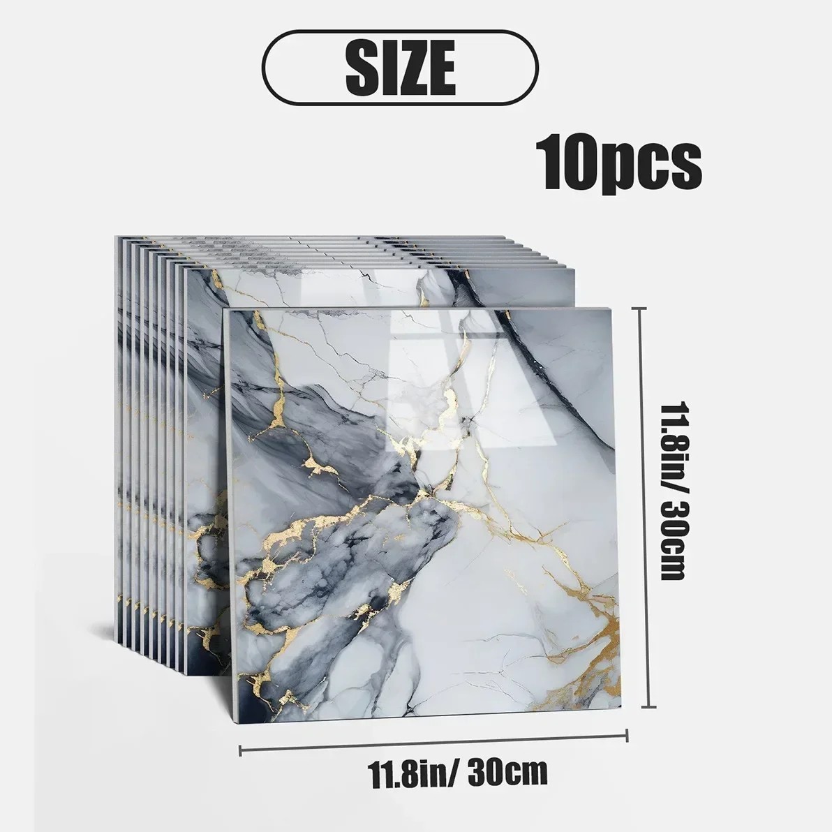 3D Marble Tile Wall Stickers Waterproof Self Adhesive Kitchen Bathroom Decor