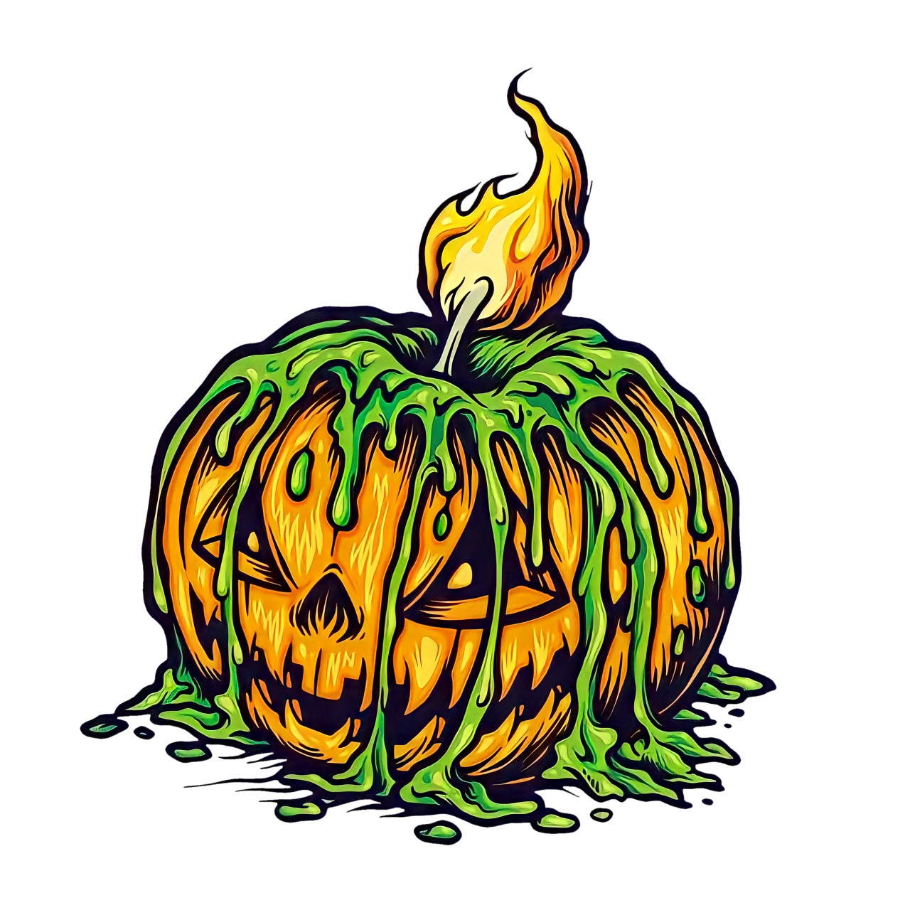 Halloween Melting Pumpkin Vinyl Sticker 4 Inch Waterproof Decal