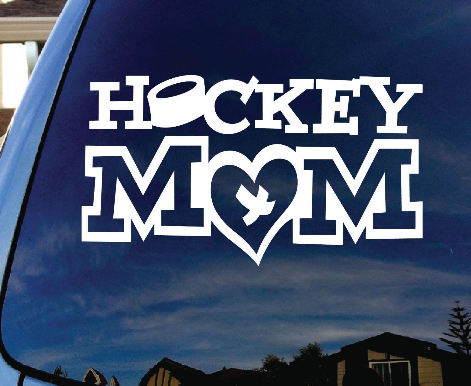CMI267 Hockey Mom White Vinyl Decal Sticker 5″