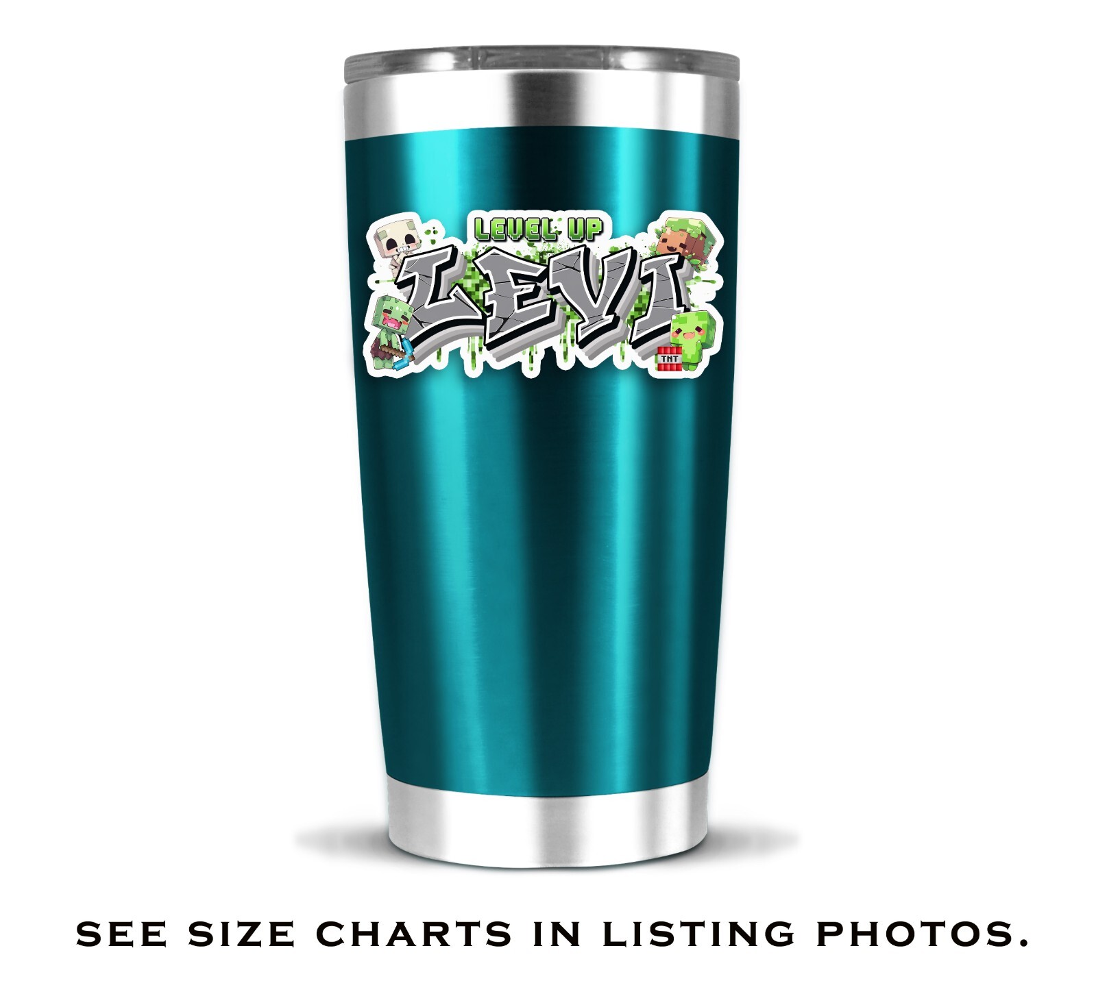 Pixel Video Game Custom Personalized Name Decal Kid Sticker Water Bottle Laptop