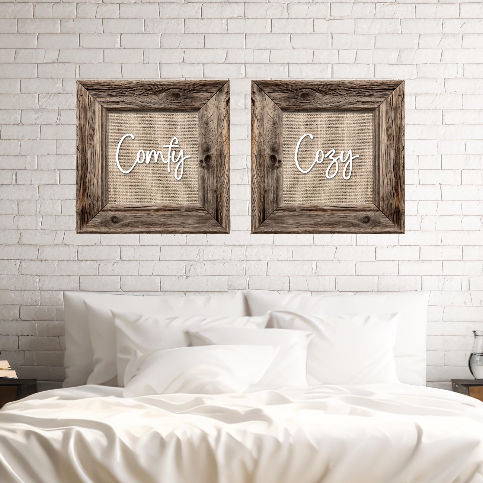 3D Illusion Peel & Stick Wall Art Decals – Set of 2 Large Rustic Frame Art