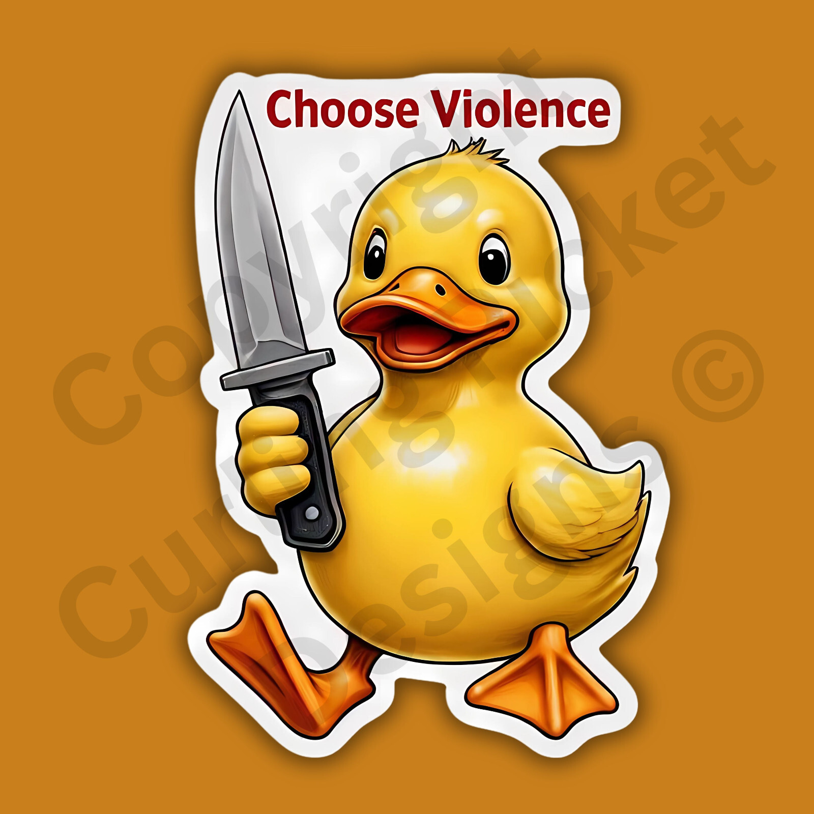Choose Violence Rubber Duck Holding A Knife Funny 3″ Vinyl Sticker
