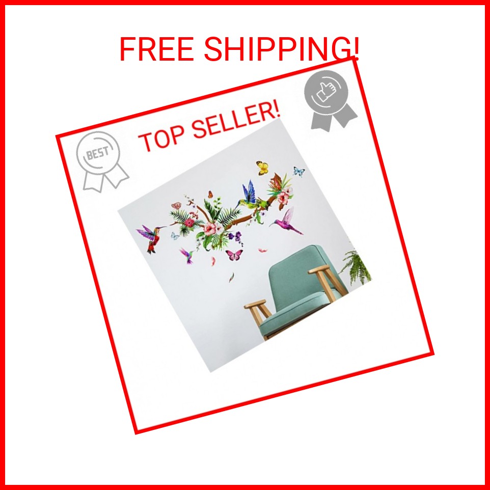 Zonon Hummingbirds Wall Decals Peel and Stick Birds Vinyl Wall Stickers Butterfl