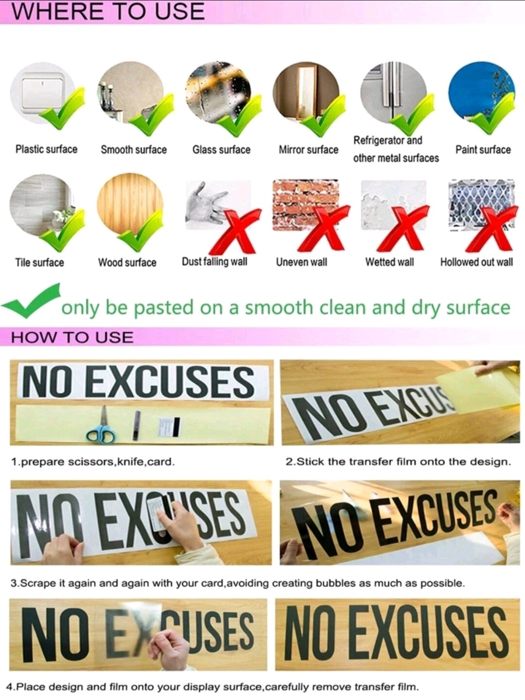 Motivational vinyl wall sticker with quotes, for home office gym or bedroom