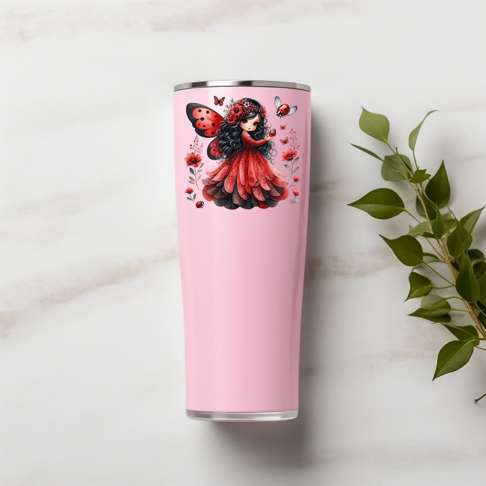Red and Black Nature Fairy UV DTF Transparent Sticker / Decal