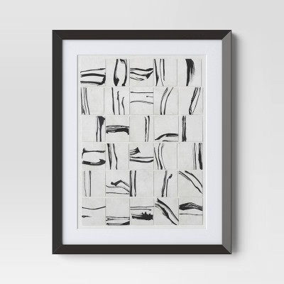 (Set of 2) 16″x20″ Patterned Lines Abstract Framed Arts Black – Threshold