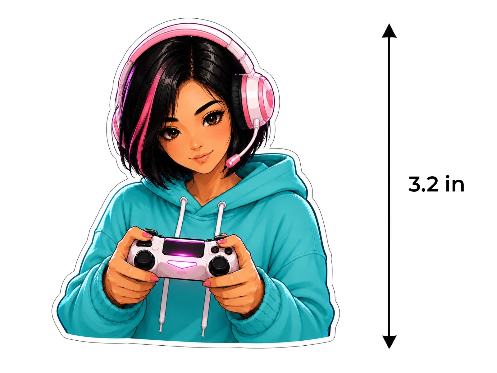 Gamer Girl Sticker Decal – Gamer Girl Controller Laptop Window Car 3.2″