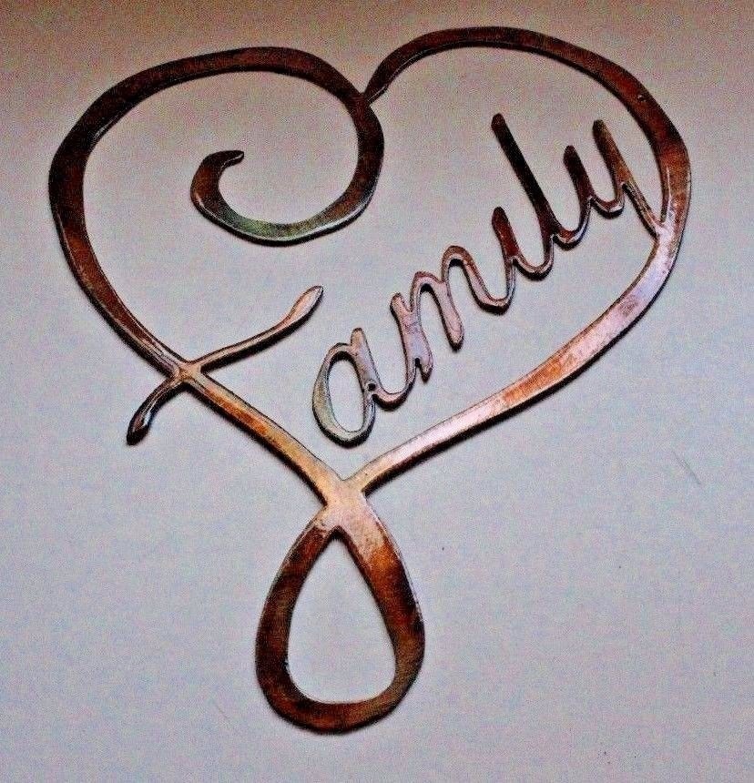 Family Heart Metal Wall Art Decor 12″ x 10 1/4″ copper/bronze