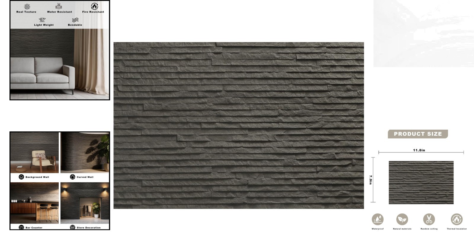 Versatile 3D Faux Stone Wall Panel Sample – Easy Peel and Stick Installation