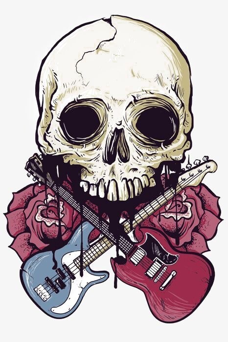 Guitar Phone Sticker (2 Inch) Rock Roll Skull Music Jam Band Blue Red Roses Dead