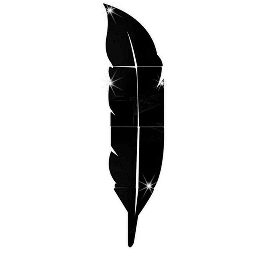 Large 3D Feather Mirror Wall Sticker Acrylic Art Room Decal Decor DIY Removable