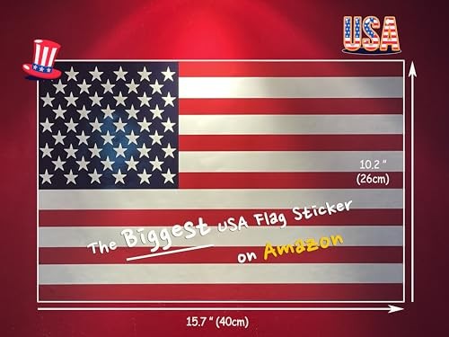 American Flag Vinyl Sticker – Waterproof & UV-Coated 16″×10″ Decal for Car,