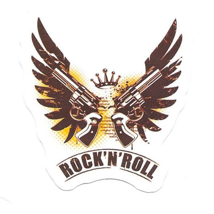 Rock ‘N’ Roll Revolver Vinyl Sticker Winged Pistols Decal Musician Gift Gear