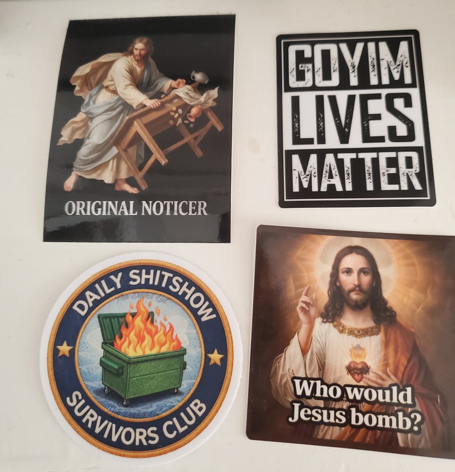 PRO JESUS STICKERS (4) ANTI WAR WWJD GOY LIVES MATTER