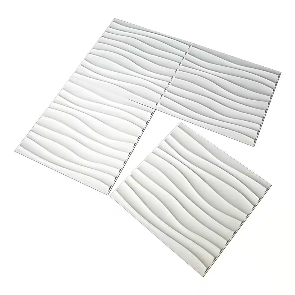 19.7 In. X 19.7 In. 33 Sq. Ft. White Downsand PVC 3D Wall Panels for Interior De