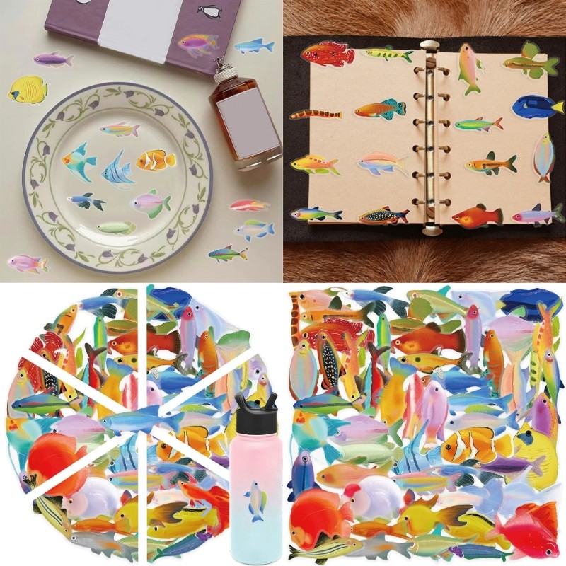 50 Sheets Reward Sticker Fish Sticker Decorative Sticker Ocean Sticker Decal
