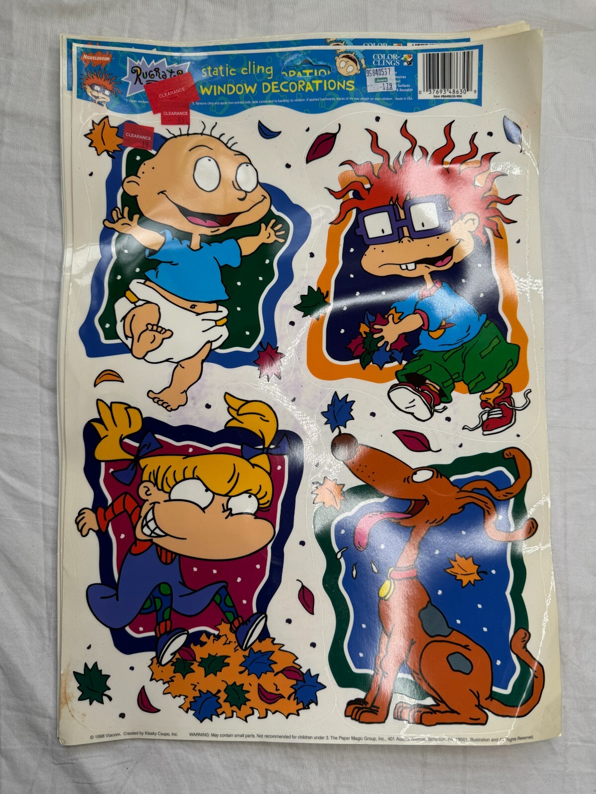 1998 Fall Season Window Clings – Rugrats – Window Decorations – Nickleodeon