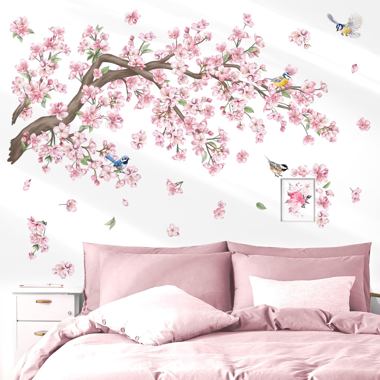 Cherry Blossom Tree Branch Wall Stickers Pink Flower Floral Mural Decor PC