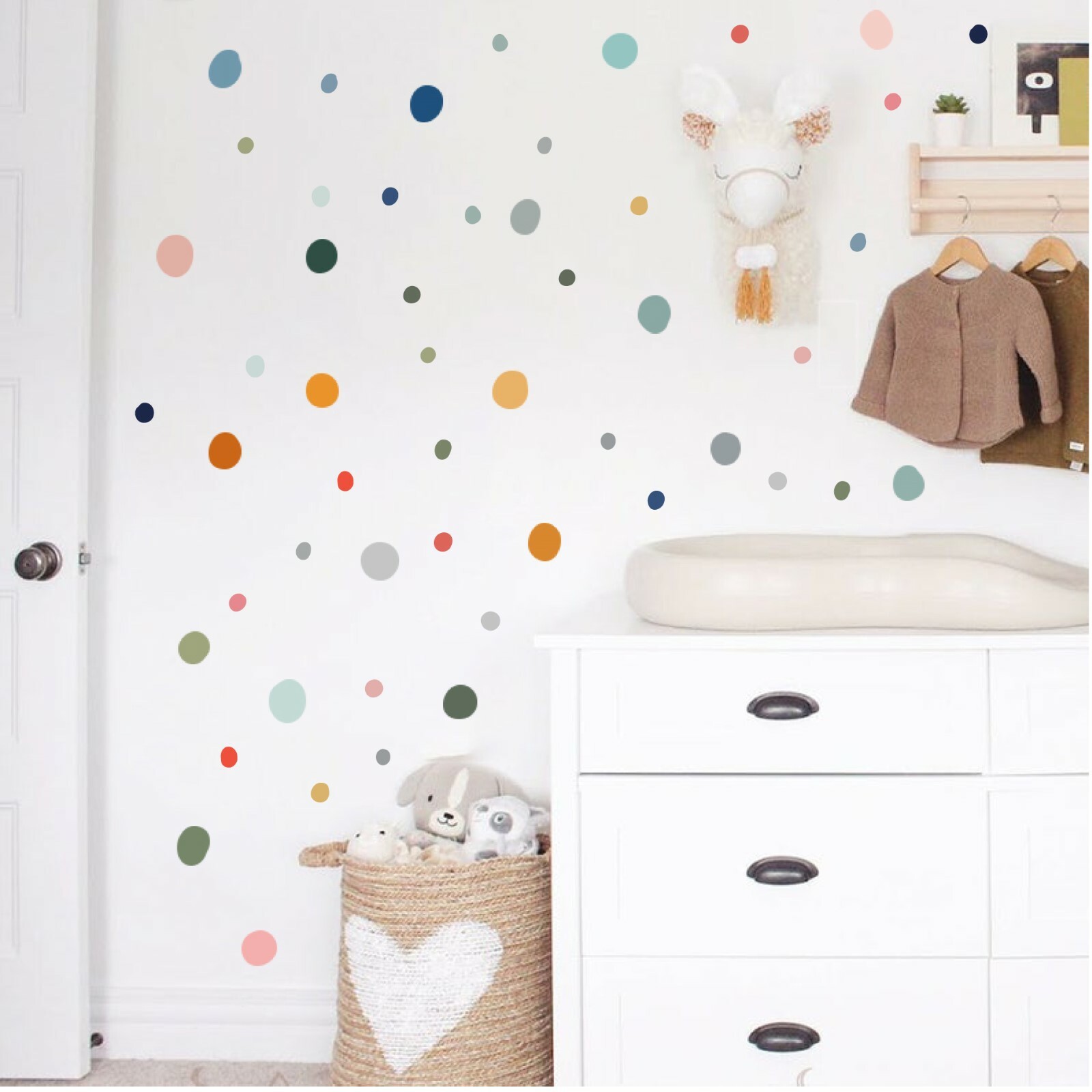 Muted Boho Polka Dot Wall Decals – Hand Drawn Polka Dot Irregular Dot h40