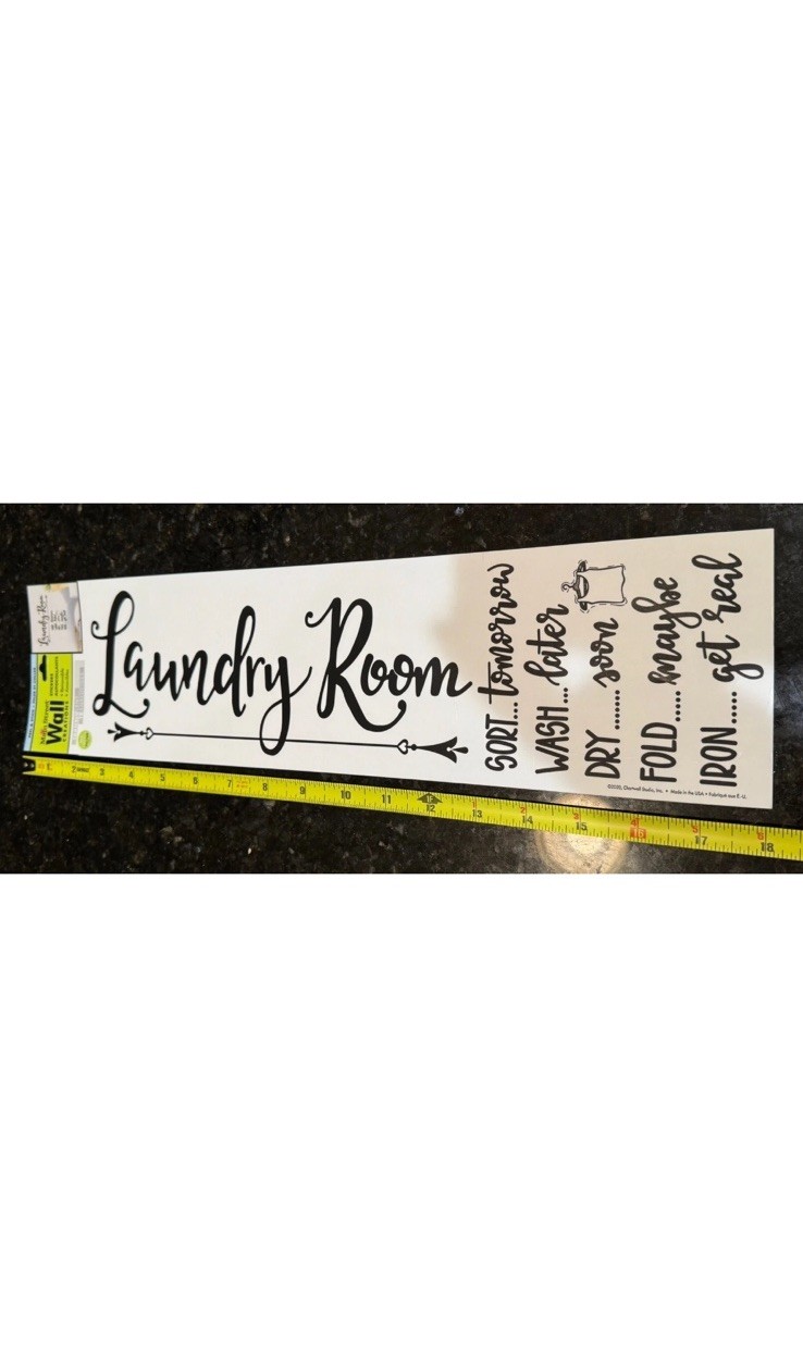Main Street Wall Creations Vinyl Laundry Room Sticker Black White Removable