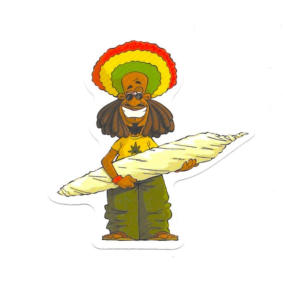 Rasta Stoner Vinyl Sticker Huge Joint Weed Decal Funny 420 Reggae Mascot Gift