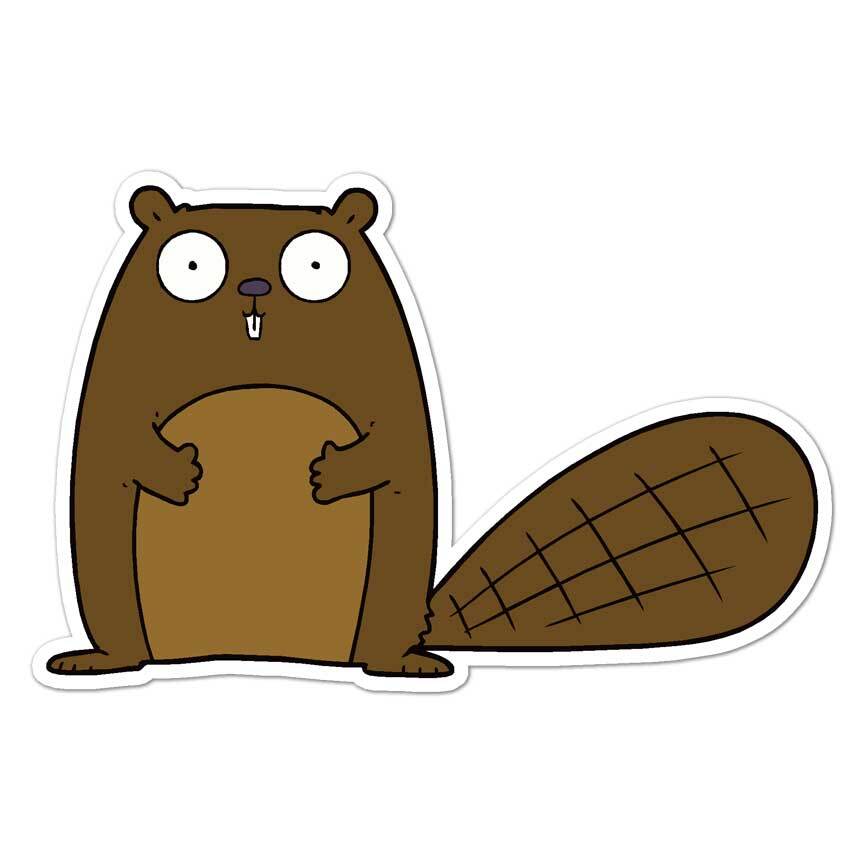 Cartoon Beaver, Vinyl Decal Sticker, Indoor Outdoor, 3 Sizes, #7755