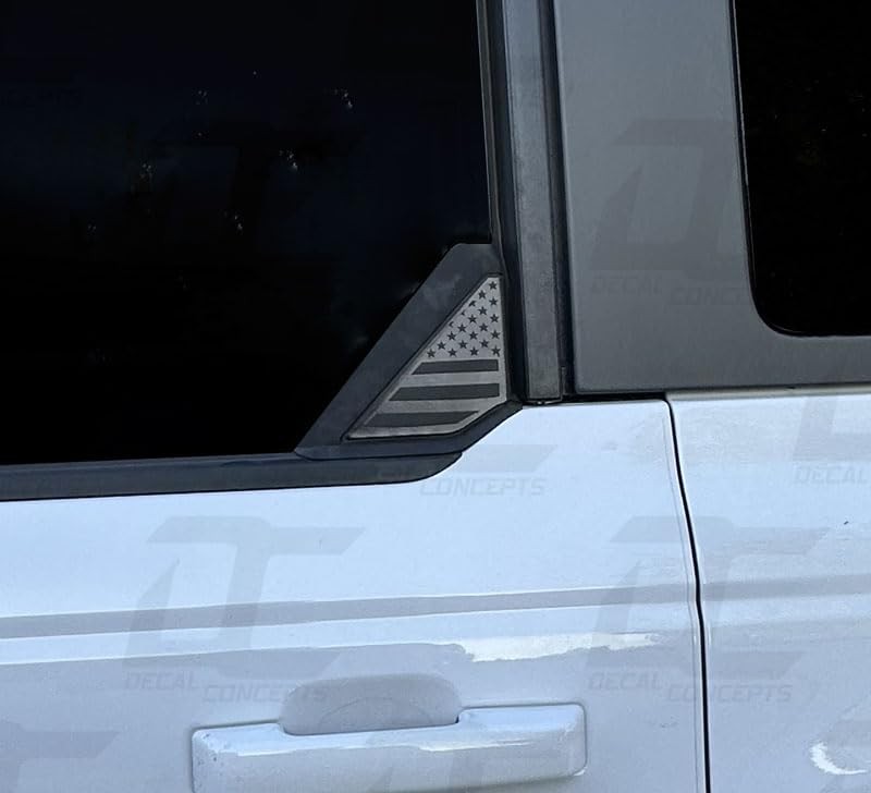 American Flag Rear Corner Window Accent Decal (Fits Bronco 4 Door Flat Black