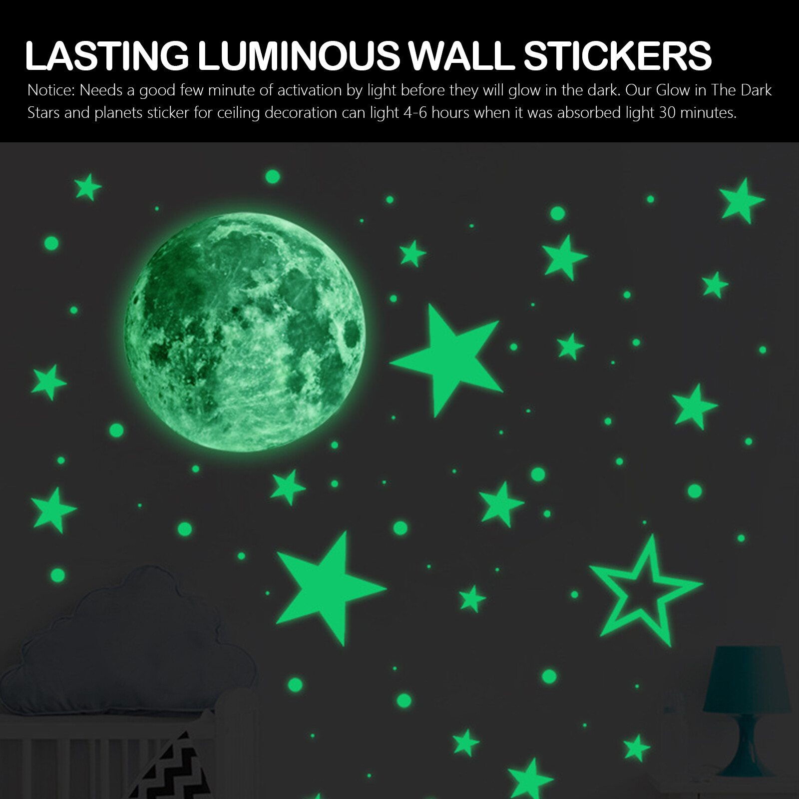 435Pcs Glow In The Dark Luminous Stars & Moon Planet Space Wall Stickers Decal