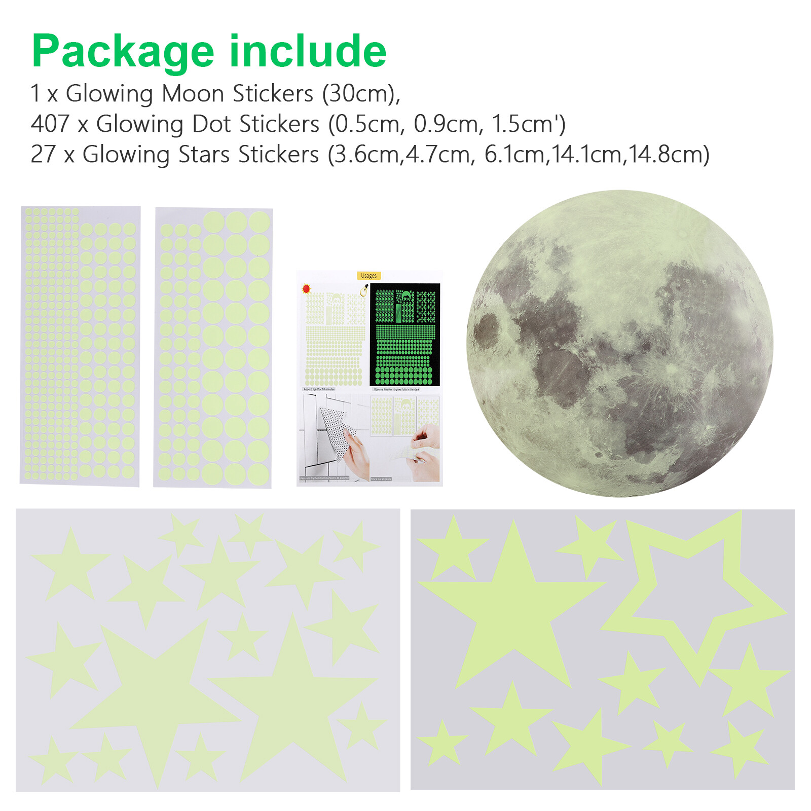 435Pcs Glow In The Dark Luminous Stars & Moon Planet Space Wall Stickers Decal