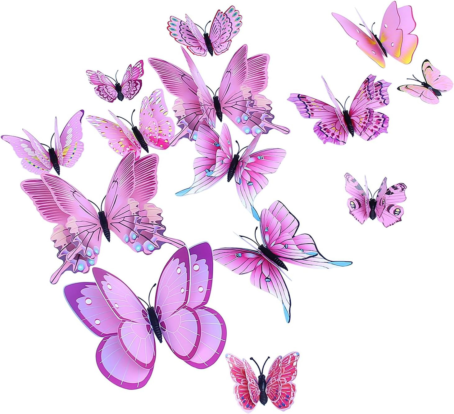 24 PCS 3D Butterfly Decorations With Magnets, Double Layer Magnetic Butterfly St