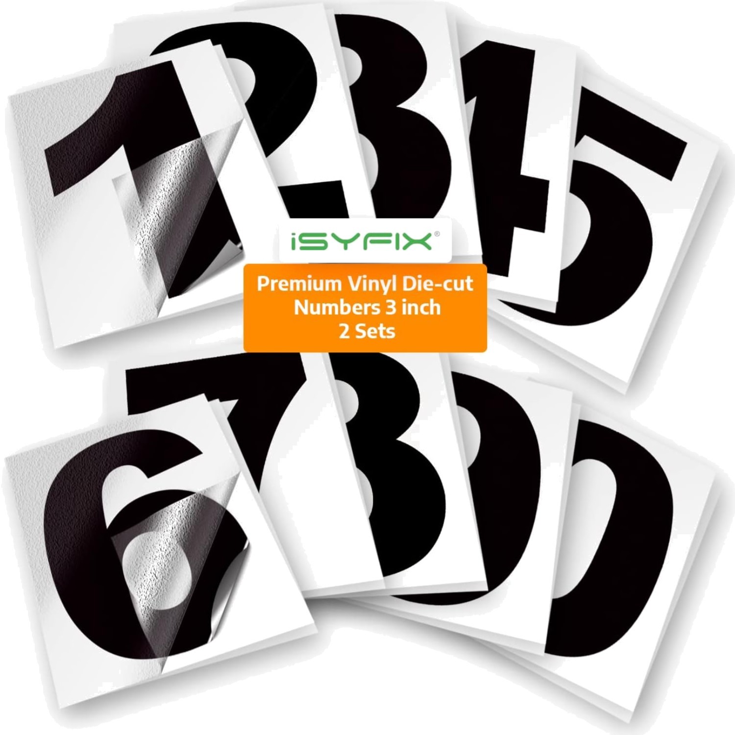 Black Vinyl Numbers Stickers – 3 Inch Self Adhesive 2 Sets Decal Die Cut and…