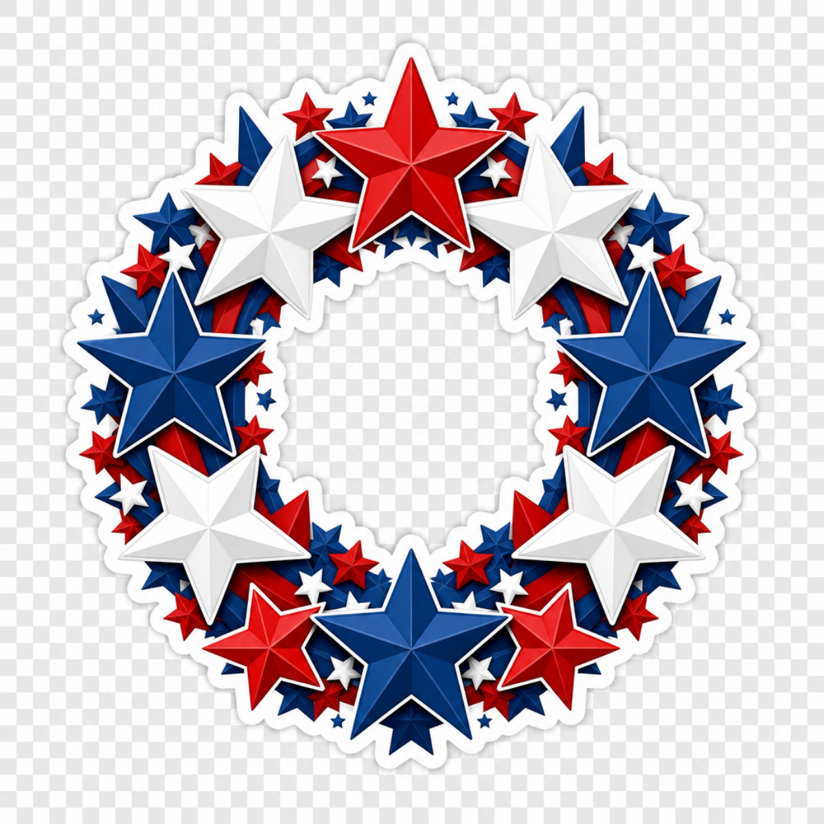 3 inch Patriotic Star Wreath Sticker Red White Blue Memorial Day Vinyl Decal