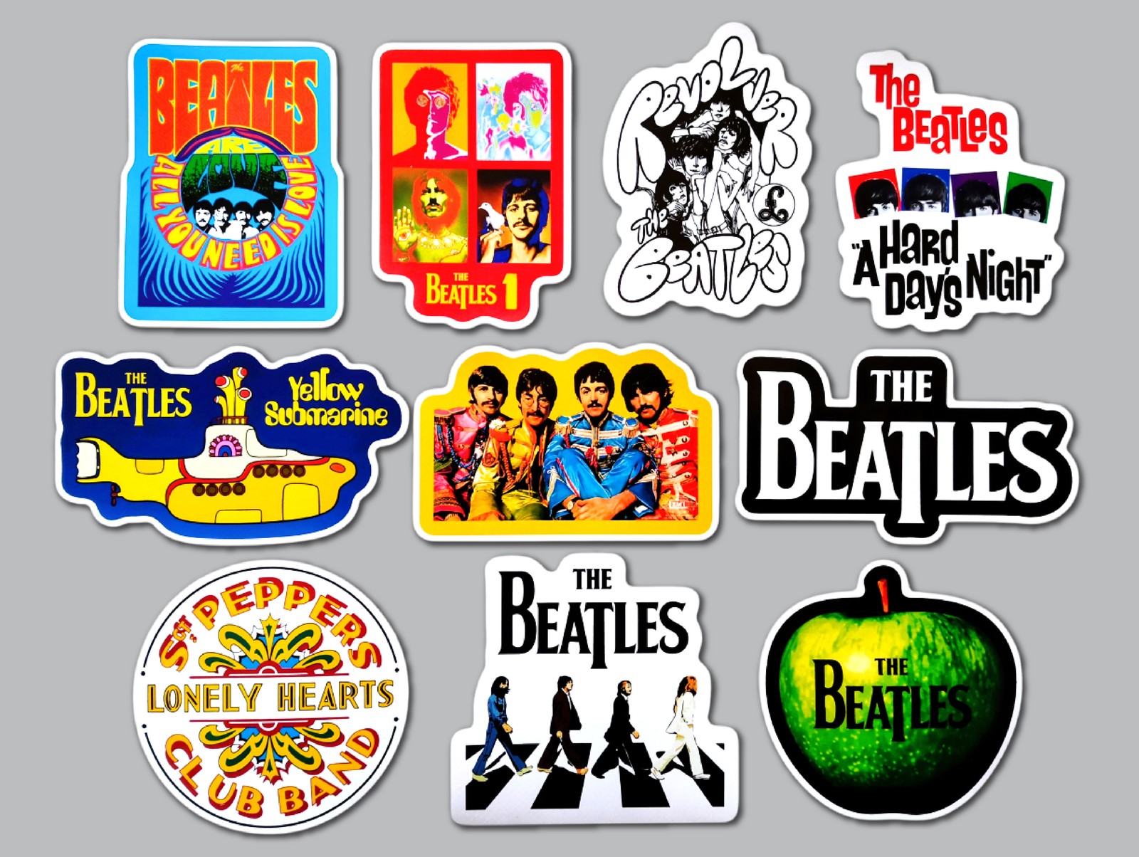 The Beatles Vinyl Sticker Lot (10 Stickers) psychedelic classic rock pink floyd