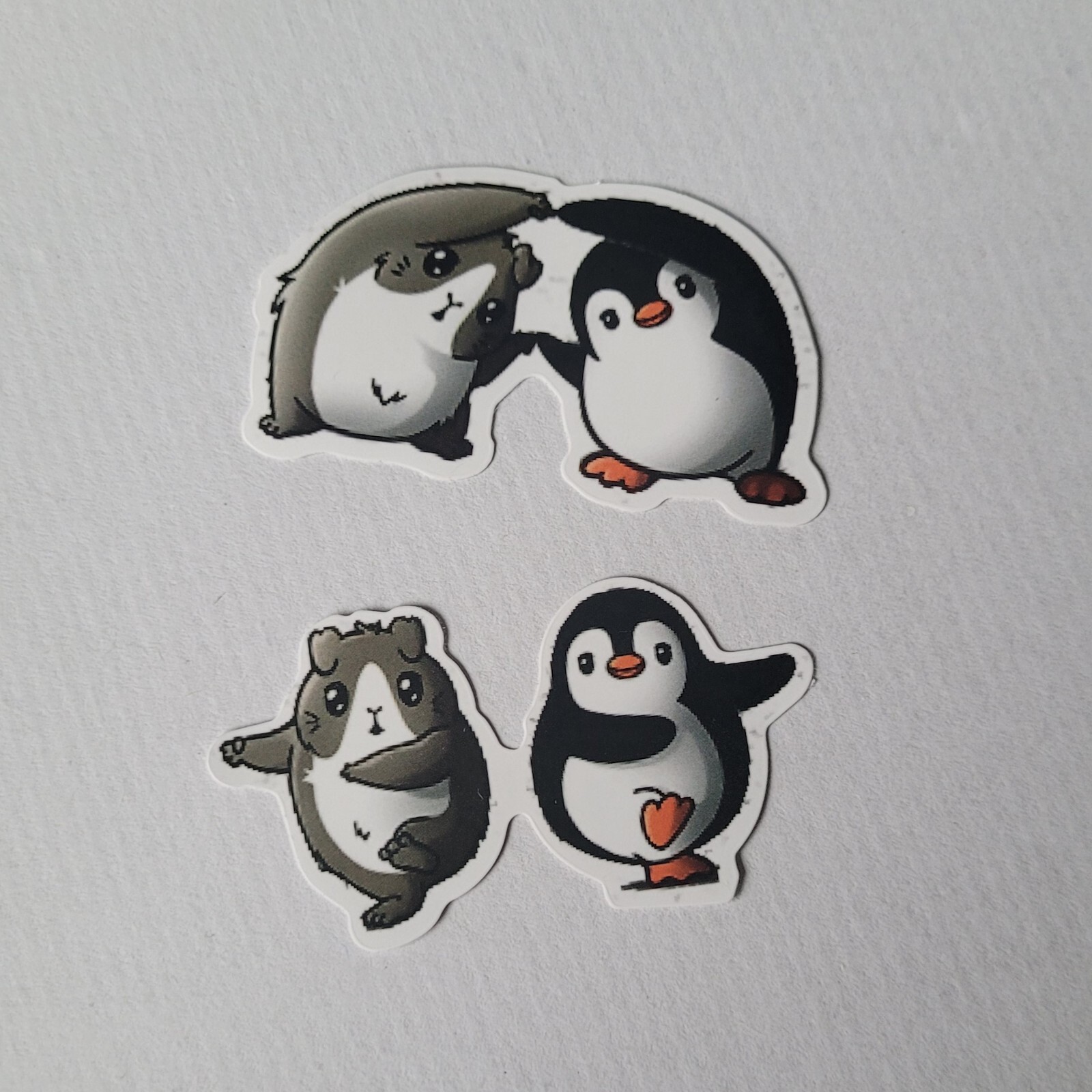 Hamster dance Vinyl Sticker set of 2 Penguin guinea pig friends cute fun party