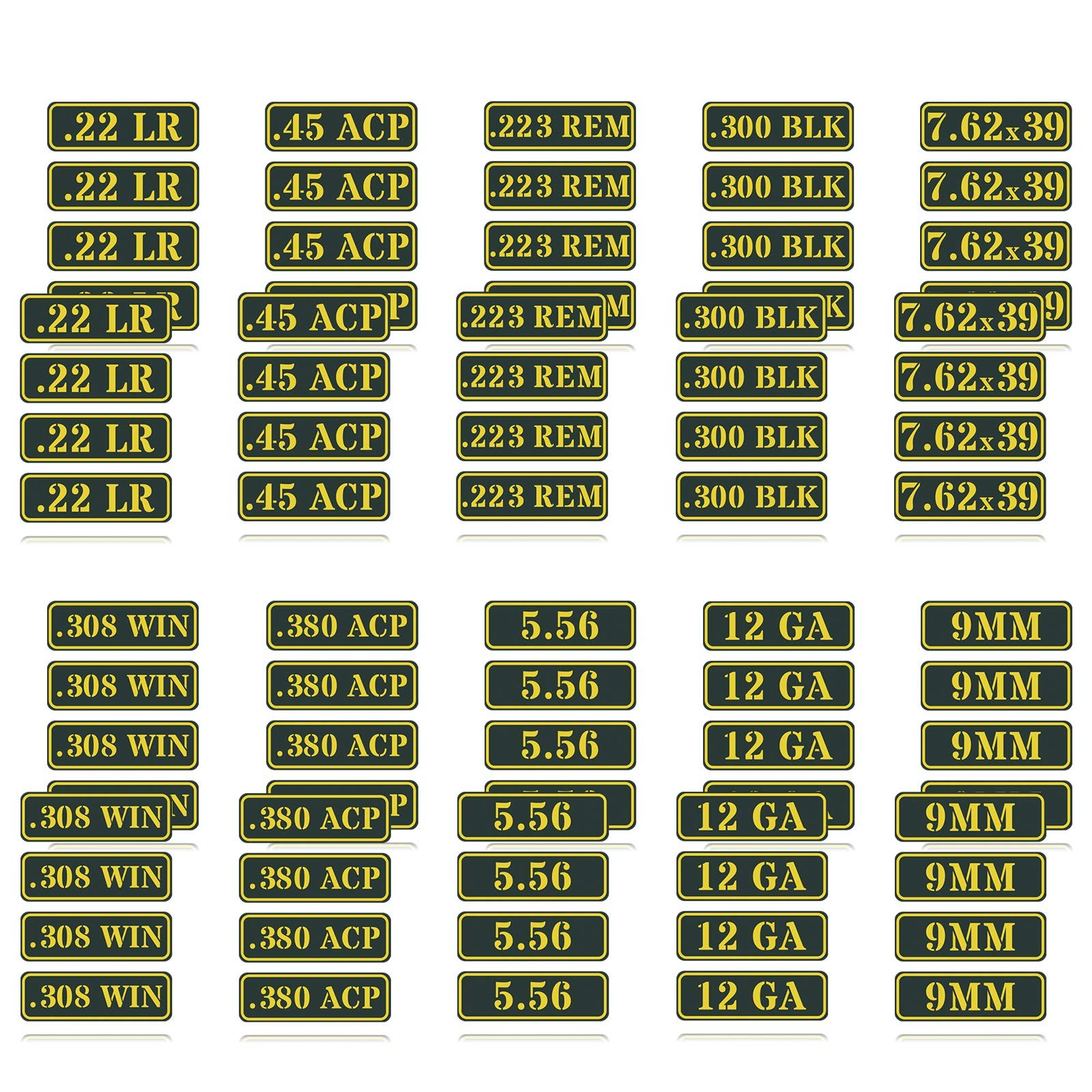 Ammo Can Vinyl Sticker Set Decal 3 inches by 1 inch, 80 Pack/10 Varieties
