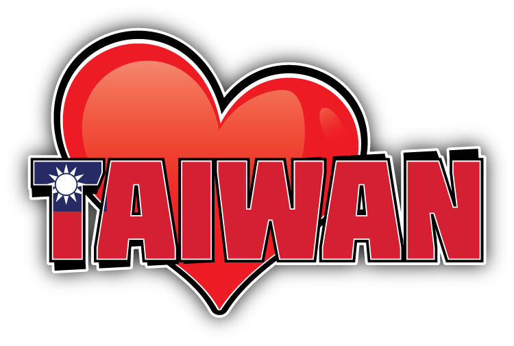 Taiwan Art Heart Flag Travel Slogan Car Bumper Sticker Decal