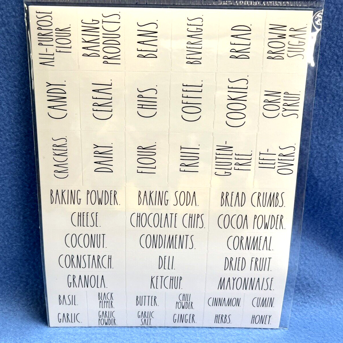New & Sealed RAE DUNN 180 Clear Stickers Organizing Kitchen Labels Black Letters