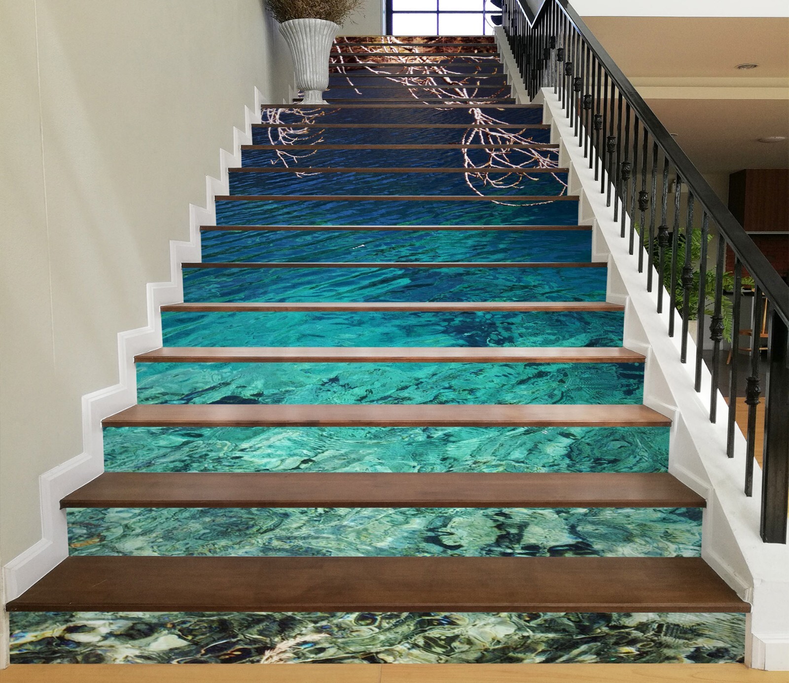 3D Green Lake ZHU622 Stairs Risers Decoration Photo Mural Vinyl Wallpaper Amy