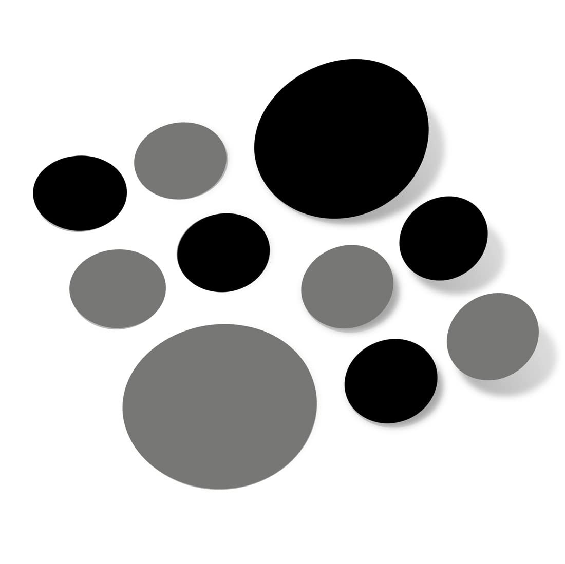 Set of 30 – Black/Grey Circles Polka Dots Vinyl Wall Graphic Stickers