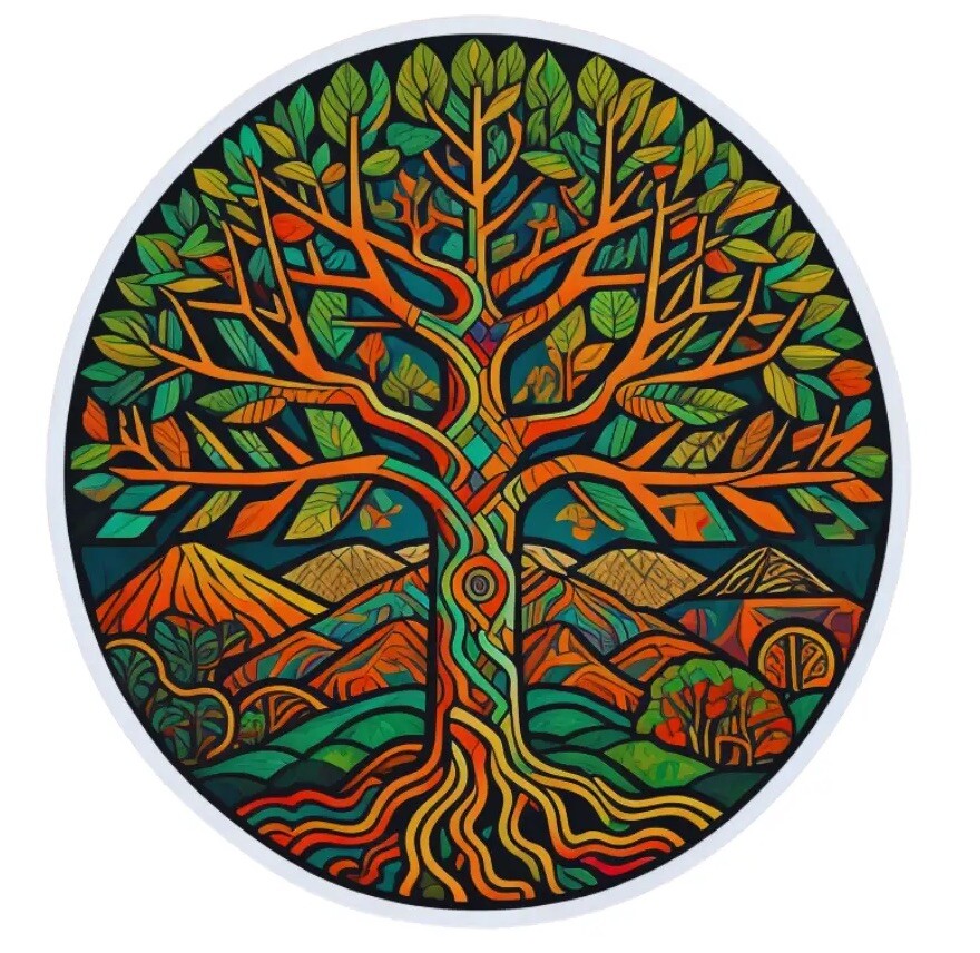 Tree of Life Sacred Geometry Psychedelic Die-Cut High Die-Cut Sticker Waterproof