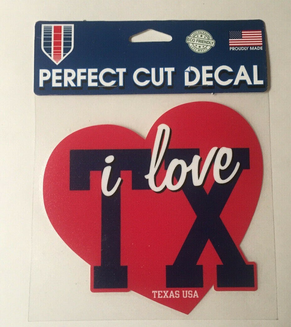WinCraft “i love TX” Texas PERFECT CUT DECAL 6″ x 6″ car truck computer new