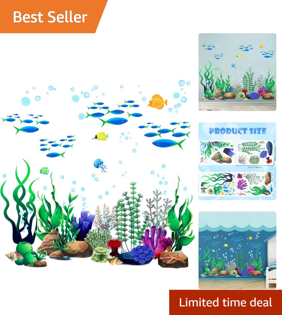 Underwater Sea Creatures Wall Decals 4 Sheets Included
