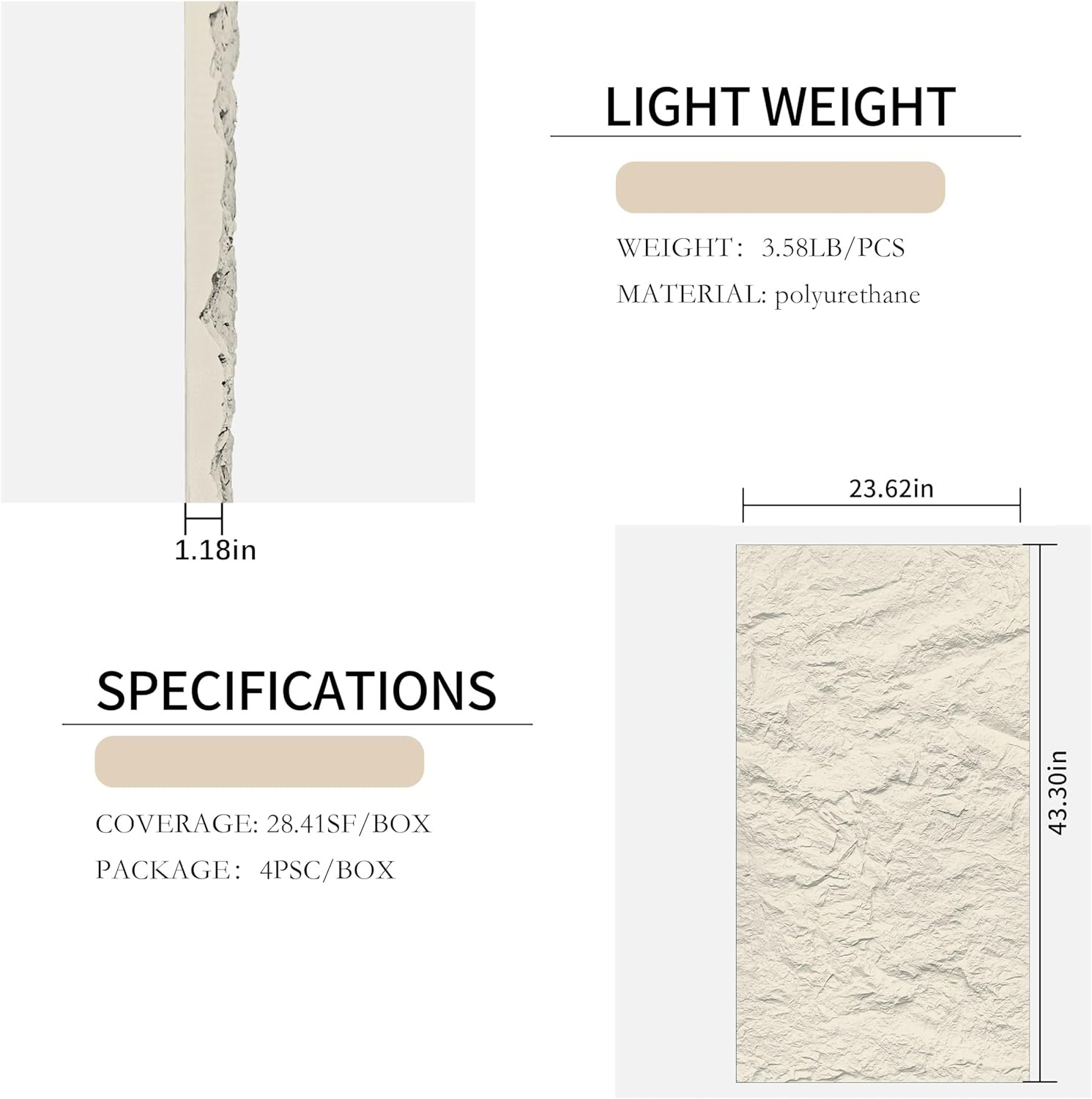 3D Faux Marble Wall Panels – 4-Pack Lightweight & Waterproof Decor
