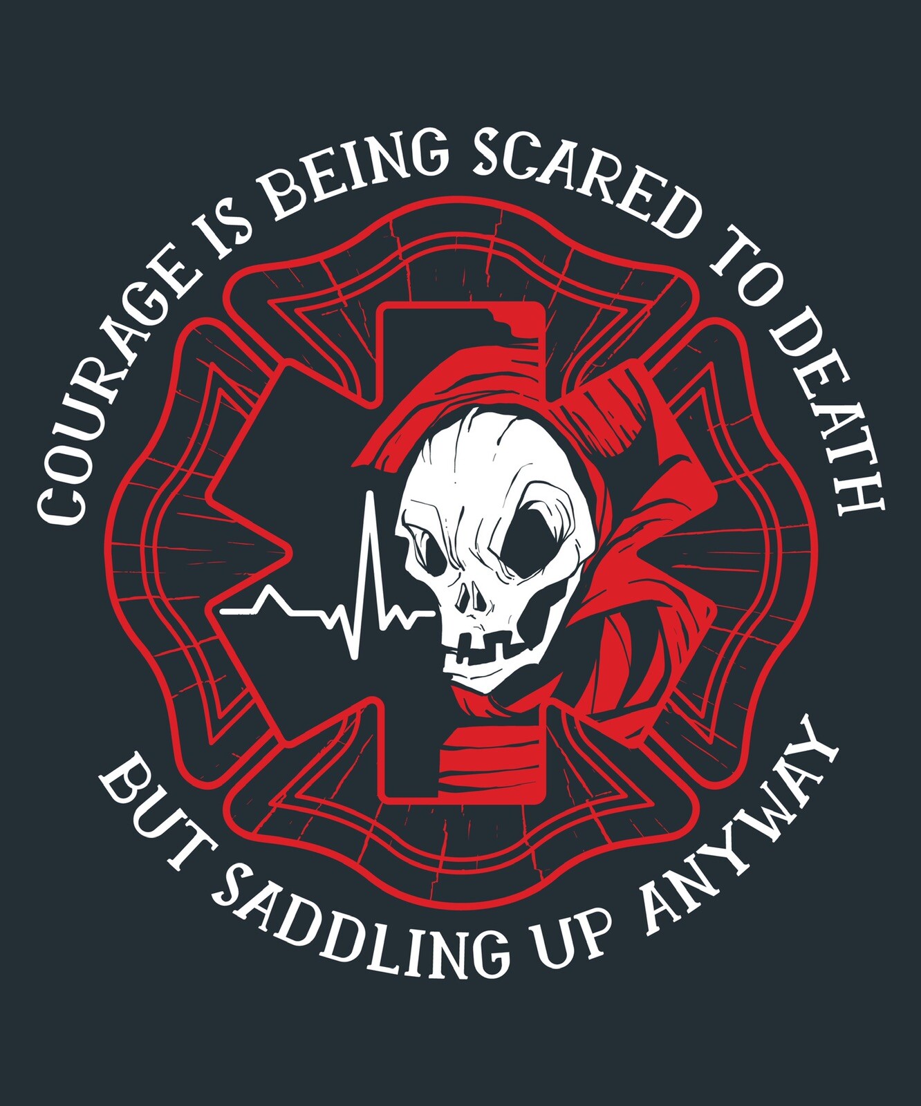 Firefighter Phone Sticker (2 Inch) Skull Courage Quote Fear Hero First Responder
