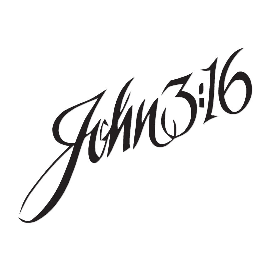 John 3:16 Cursive – Vinyl Decal Sticker – Multiple Color & Sizes – ebn910
