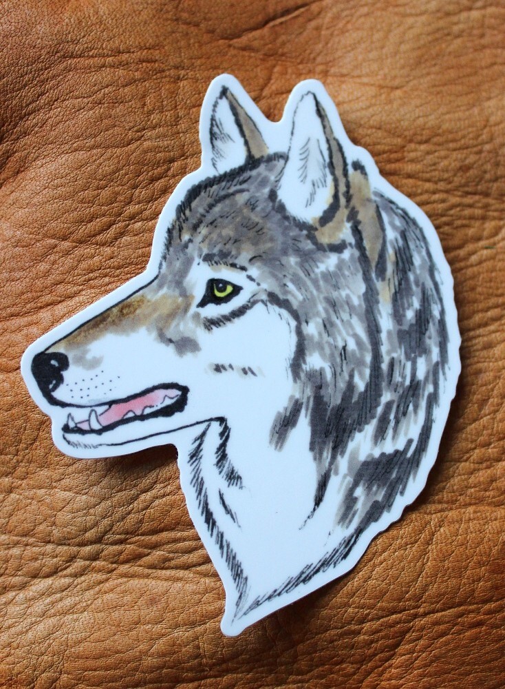 Gray Wolf Head 4″ Vinyl Sticker